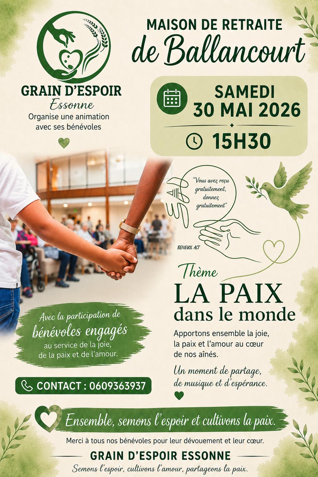 Animation à la Maison de retraite de Ballancourt sur le thème La paix dans le monde